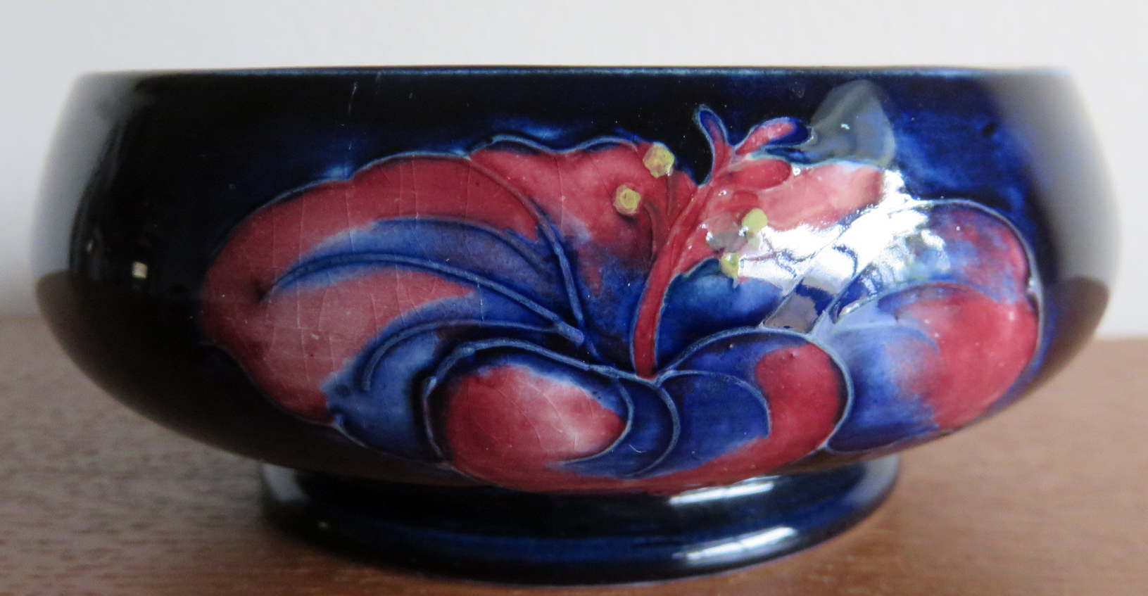 Moorcroft Hibiscus Cobalt Vase